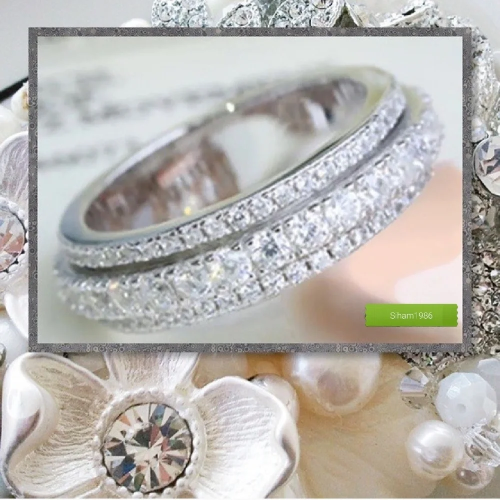 Copy Silver Pavé Crystal Stackable Band - Elegant Women's Jewelry